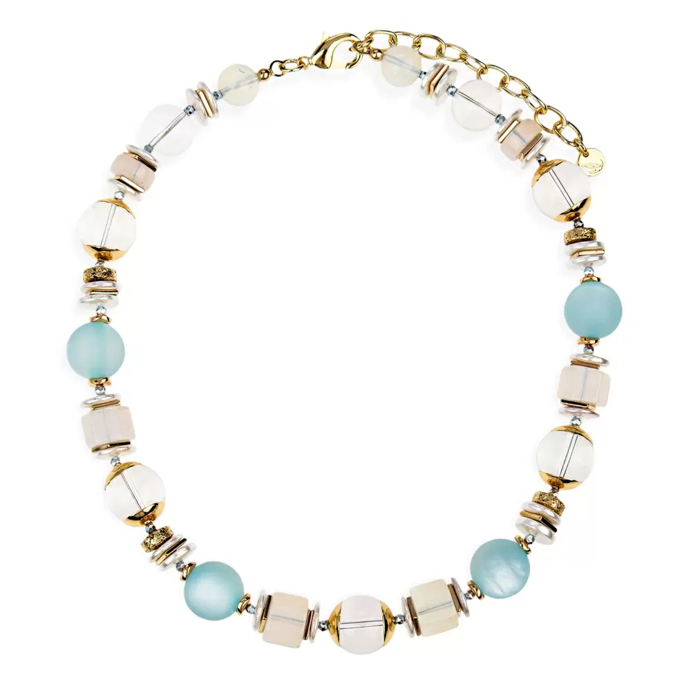 Колье т800 бижутерный сплав light blue_0