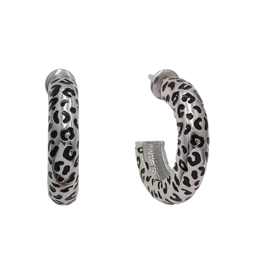 Серьги конго С647-717 серебро Леопард_1