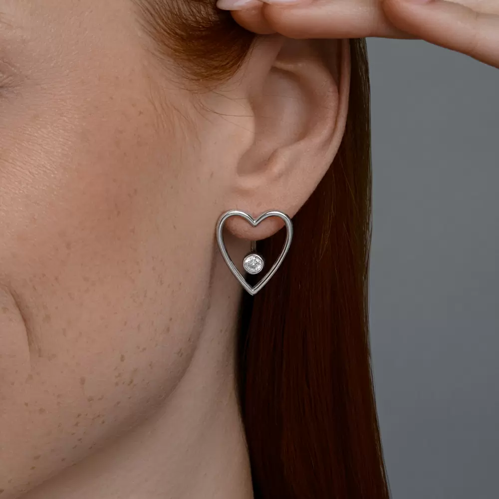 Серьги подвесные 94026821 серебро Сердце_1