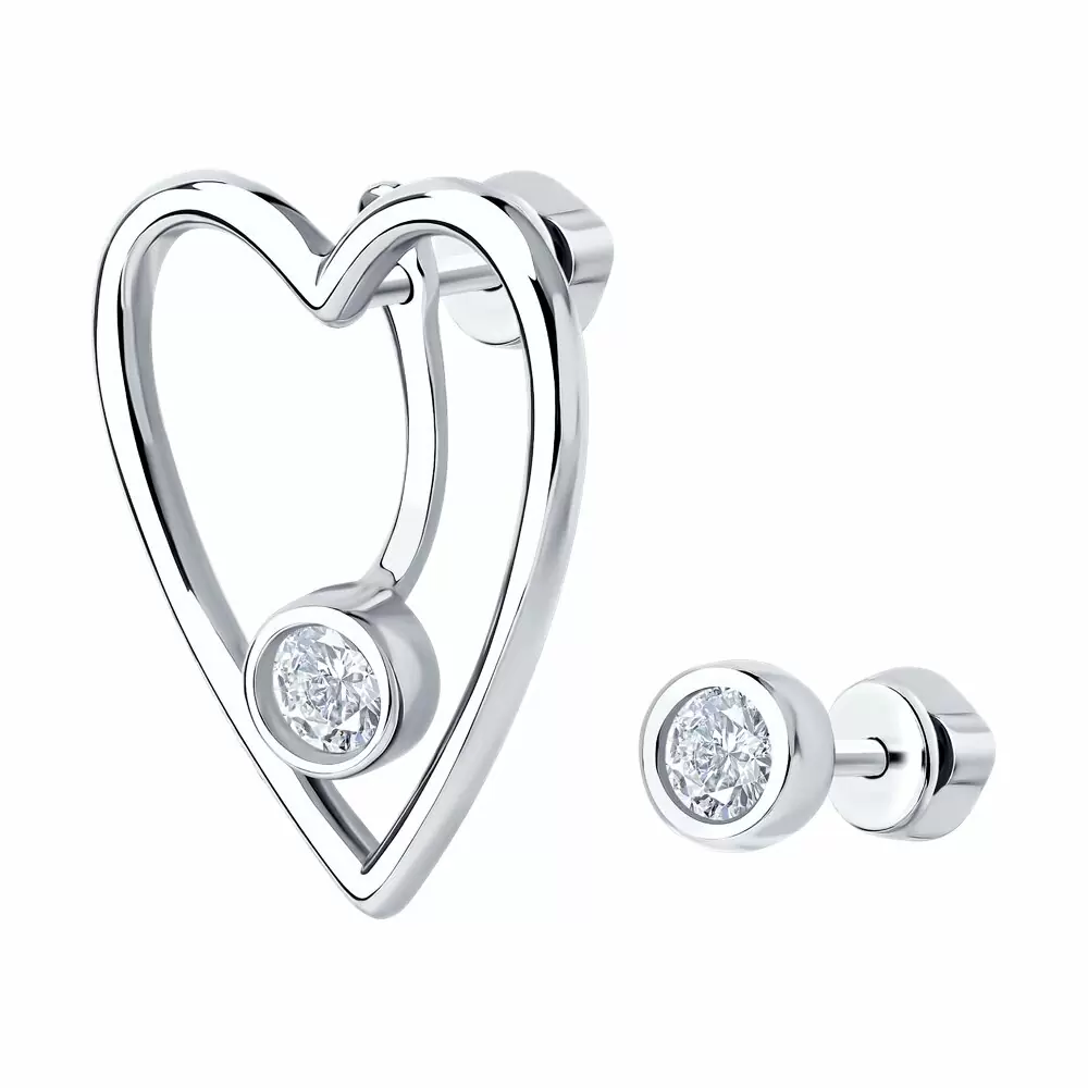 Серьги подвесные 94026821 серебро Сердце_0