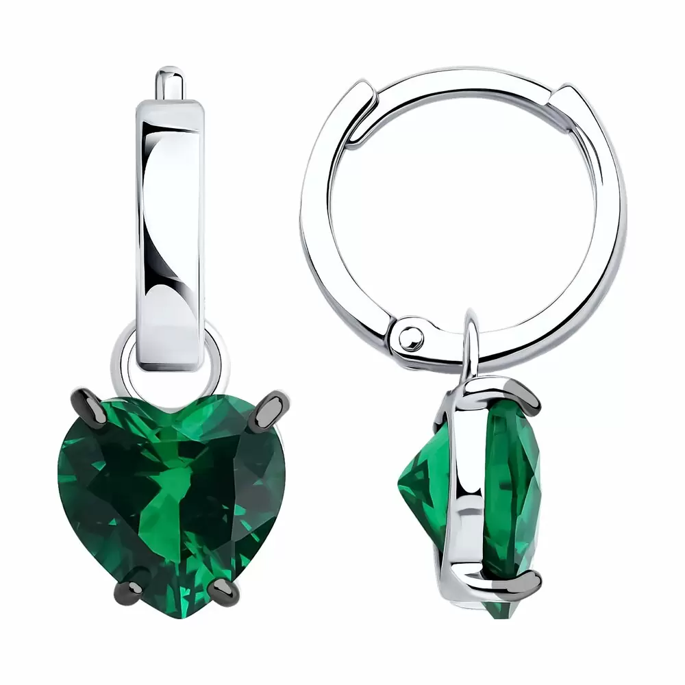 Серьги подвесные 94026824 серебро Сердце_0