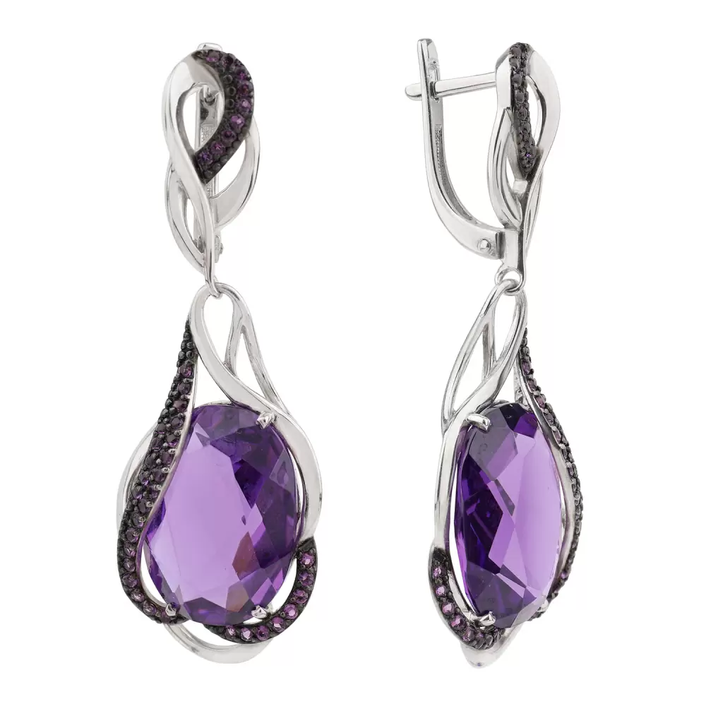 Серьги подвесные С-0225 ам серебро