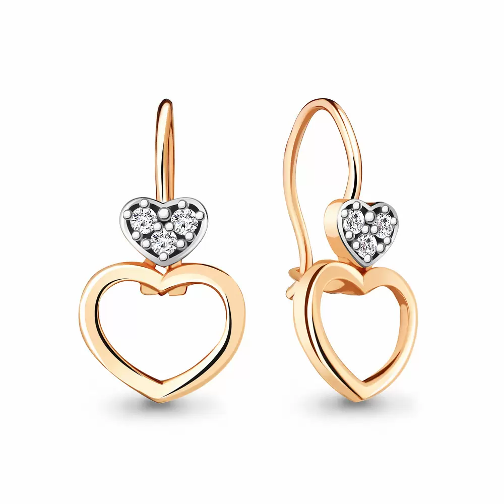 Серьги 48755.1 золото Сердце