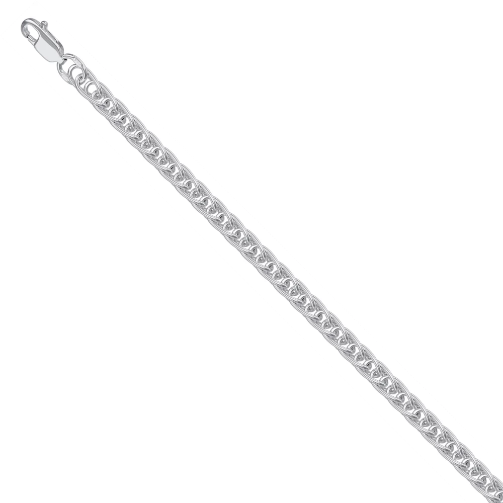 Цепь НЦ 22-076-3 серебро 925. Нц22-200. Цепь ромб двойной, алм.Гран.,род., 45 серебро 92. Греческий бисмарк плетение.