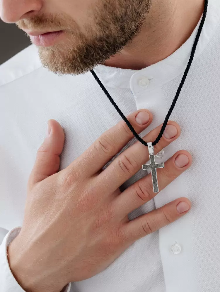 Крест декоративный 03-3835.00ЧБ-17 серебро Полновесный_3