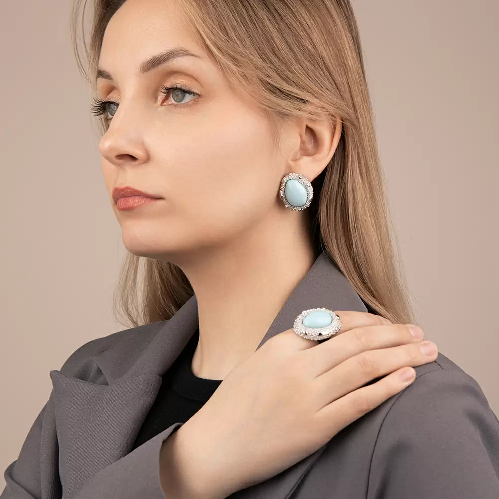 Серьги один камень 261110507sblu бижутерный сплав_3