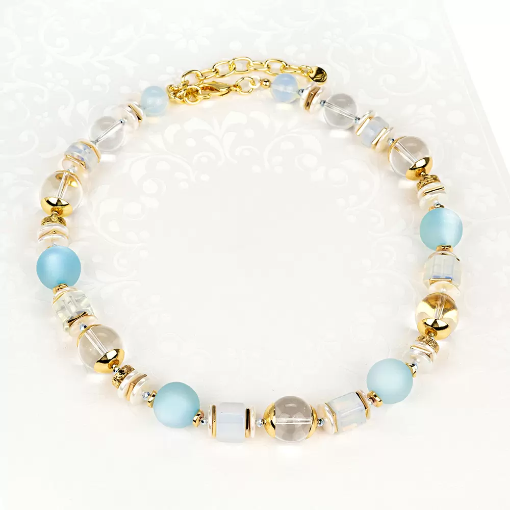Колье т800 бижутерный сплав light blue_1