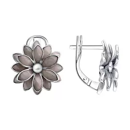 Серьги 94027259 серебро Цветы_0