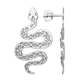 Серьги 00222569-6 серебро змея_0