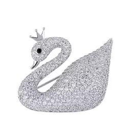 Брошь 371110056 ювелирный сплав Лебедь_0