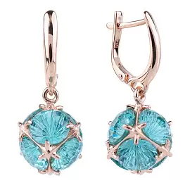 Серьги подвесные 3444-8 акв золото_0