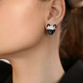 Серьги пусеты EX000021GM-00E ювелирный сплав Кот_1