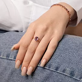 Кольцо один камень К-0223 ам золото_1