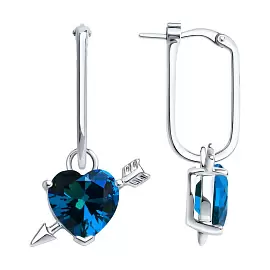 Серьги подвесные 94025629 серебро Сердце_0