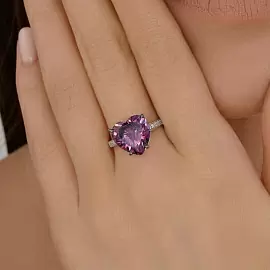 Кольцо один камень 94014424 серебро Сердце_3