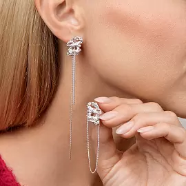 Серьги E1233-W серебро Цепи_2