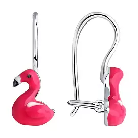 Серьги 94026056 серебро Фламинго_0