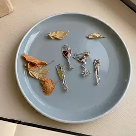 Брошь 5-114-0012 серебро Бокал вина_1