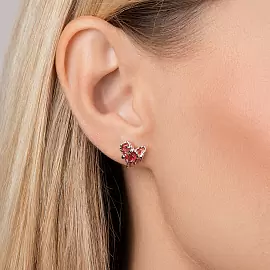 Серьги пусеты E1247-B-W серебро Сердце_4