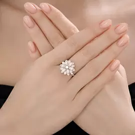 Кольцо 94014648 серебро Цветок_1