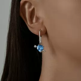 Серьги подвесные 94025629 серебро Сердце_1