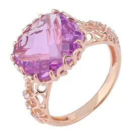 Кольцо один камень К-0013 ам золото_0