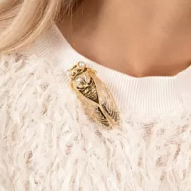 Брошь 41-021TR серебро Мотылек_1