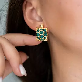 Серьги 3-3243-Y ювелирный сплав Черепашка_1