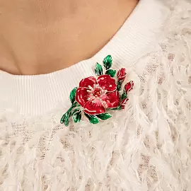 Брошь 41-003 эм.кр серебро Цветок_1