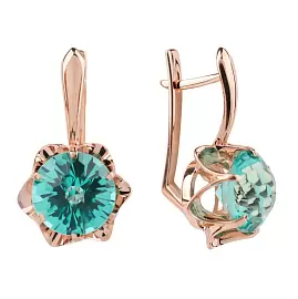 Серьги один камень 3351 акв золото_0