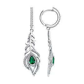 Серьги подвесные 94026464 серебро перо_0
