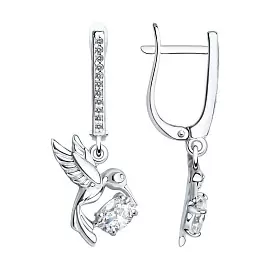 Серьги подвесные 94022805 серебро Птица_0