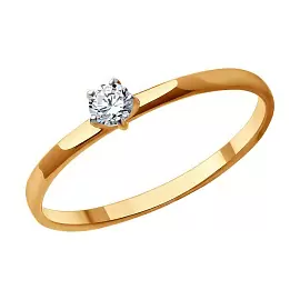 Кольцо один камень 51-110-01973-1 золото_0
