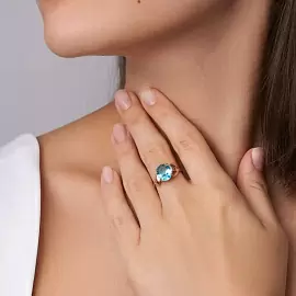 Кольцо один камень 10840 топ золото_1