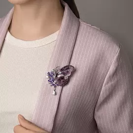 Брошь 3V-5638-W ювелирный сплав Бабочка_1