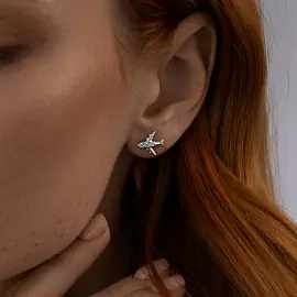 Серьги пусеты 92022612 серебро самолёт_1