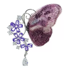 Брошь 3V-5638-W ювелирный сплав Бабочка_0