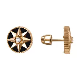 Серьги пусеты 2002253-1 золото Диор_0