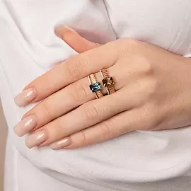 Кольцо один камень К-0268 раух золото_2