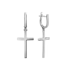 Серьги подвесные СБК0020В серебро Крест