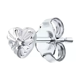 Серьги пусета одиночная 94170396 серебро Сердце_0