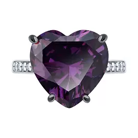 Кольцо один камень 94014424 серебро Сердце_1