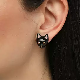 Серьги пусеты EX000020GB-00E ювелирный сплав Кот_1