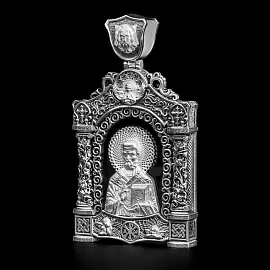 Подвеска религиозная христианская ладанка 520950-62 серебро Святой Николай Чудотворец_3