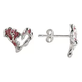 Серьги пусеты E1247-B-W серебро Сердце_0