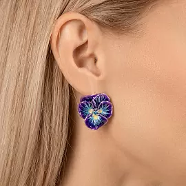 Серьги 23-081TR серебро Цветы_1