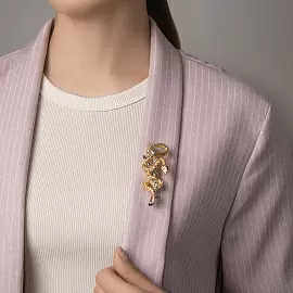 Брошь 3V-7178-YW ювелирный сплав змея_1