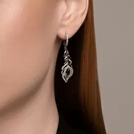 Серьги подвесные 94026464 серебро перо_1