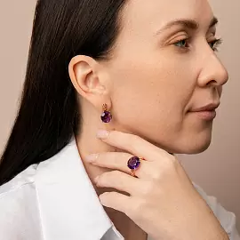 Серьги один камень С-0084 золото_2