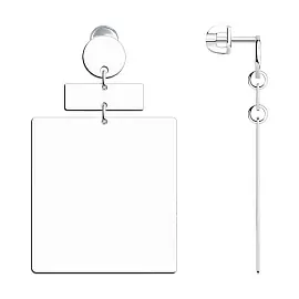 Серьги подвесные 94025547 серебро Квадрат_0